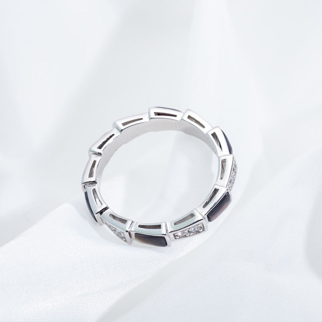 [Royal]SERPENTI RING SILVER  DIAMOND BLACK MOP 3MM