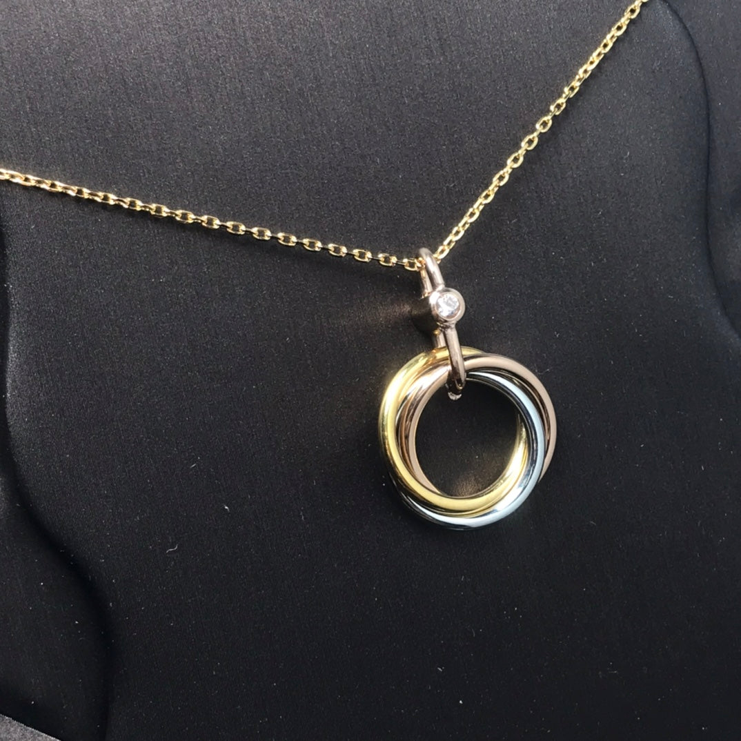 [Royal]TRINITY SILVER GOLD PINK GOLD NECKLACE