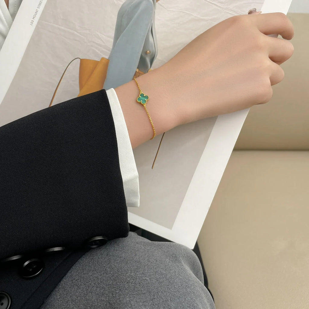 [Corallya™]CLOVER BRACELET MALACHITE 1 MOTIF