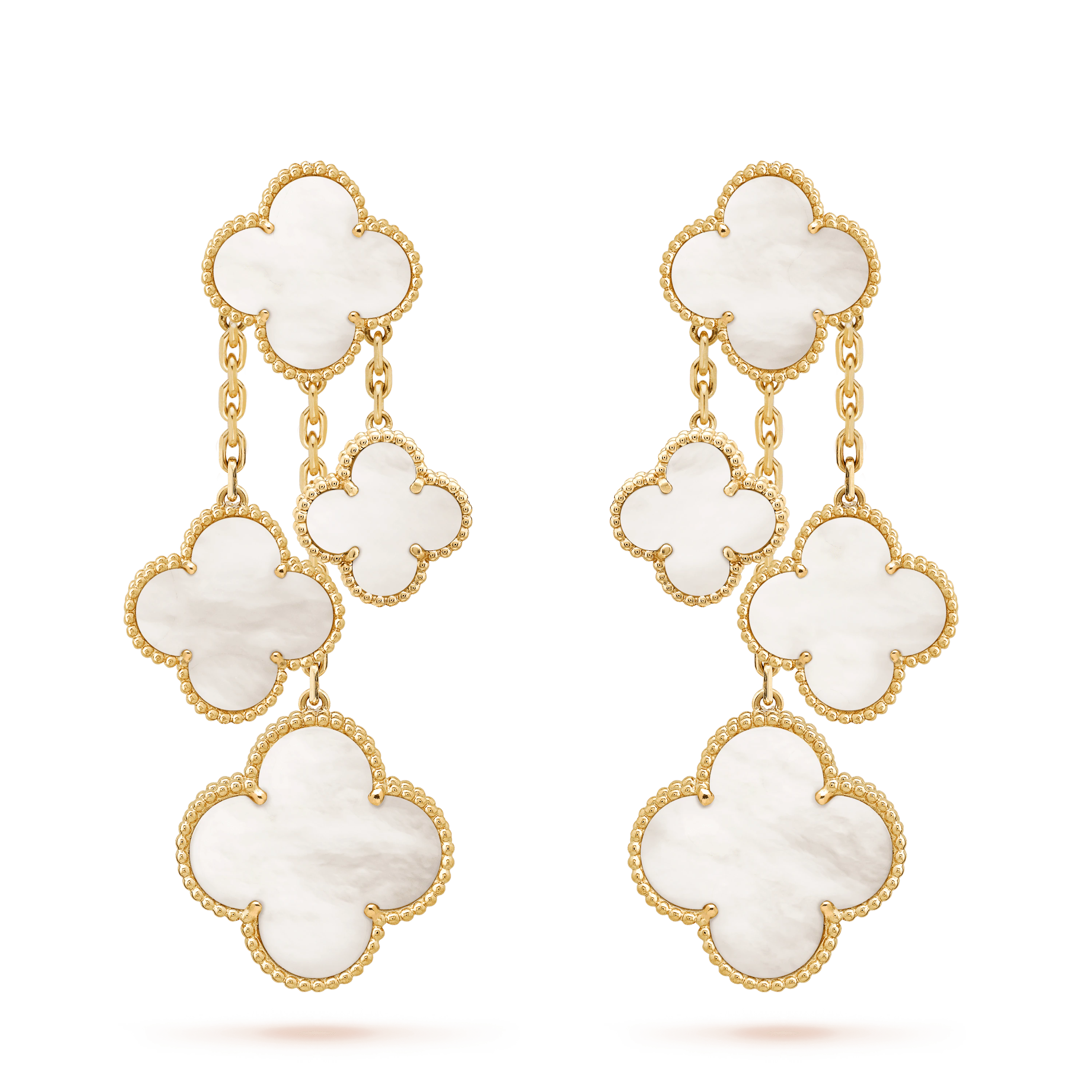 [Royal]CLOVER EARRINGS WHITE MOP 4 MOTIFS GOLD