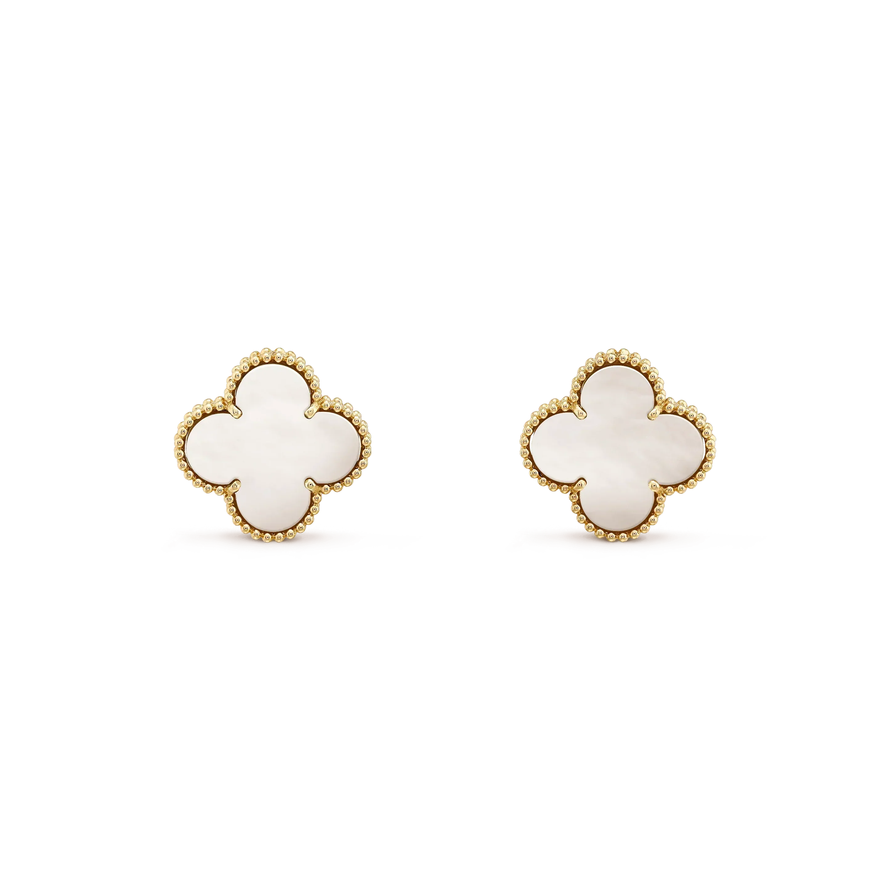 [Royal]CLOVER MEDIUM 1 MOTIFS  WHITE MOP STUD EARRINGS