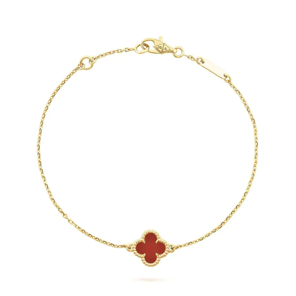 [Corallya™]CLOVER CARNELIAN SINGLE FLOWER BRACELET