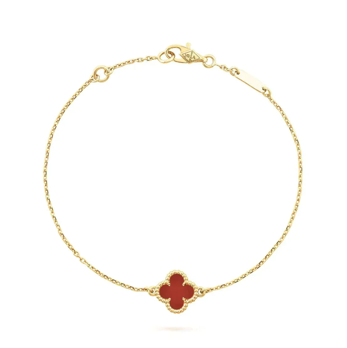 [Corallya™]CLOVER CARNELIAN SINGLE FLOWER BRACELET